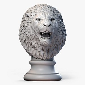 Lion Angry Head Statue Animal Sculpture
