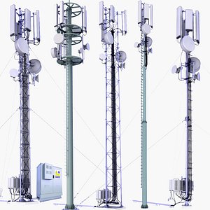 5 Cell Phone Towers and Base Station Box SET