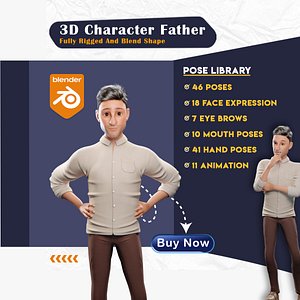 Pixar-Style Father character rigged