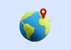 World Pin Location 3D Illustration 3D