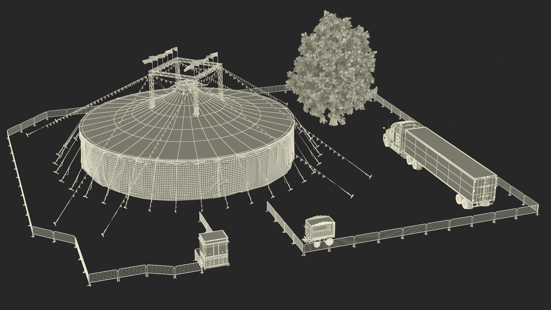 3D Circus Tent with Accessories model https://p.turbosquid.com/ts-thumb/R4/hGeEx1/AJ/circustentwithaccessories3dsmodel048/jpg/1729979397/1920x1080/fit_q87/a0b33f333de1fd1e33e5ff2c43ac329ea64ecb7e/circustentwithaccessories3dsmodel048.jpg