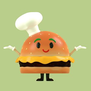 Chef Burger 3D Model Character