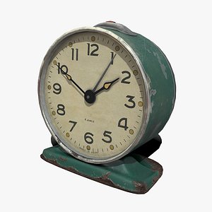 3D Vintage table clock MADE IN USSR green