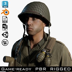 3D model Lego WW2 Soldiers VR / AR / low-poly rigged