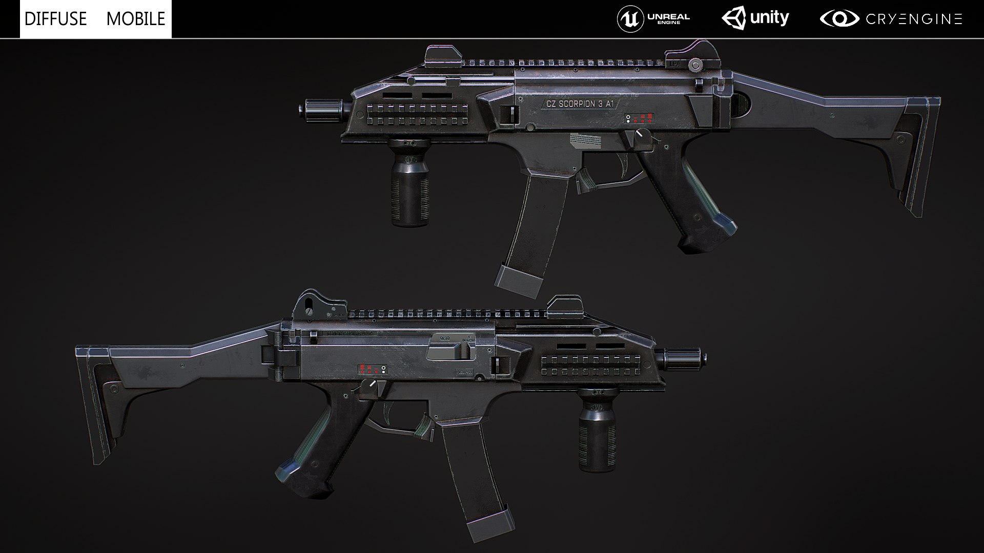 3D Cz Scorpion EVO 3A1 - Mobile Ready Low Poly - TurboSquid 1781522