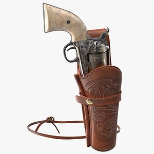 Leather Holster with Revolver