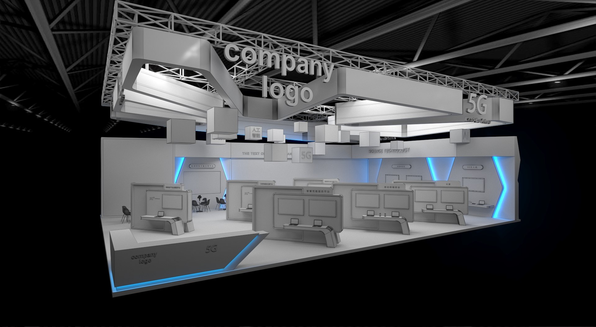 Exhibition stand 20x15 model 3D - TurboSquid 2006311