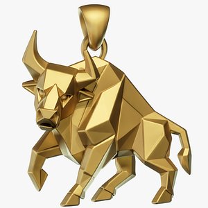 Low Poly Style Charging Bull Jewelry 3D model