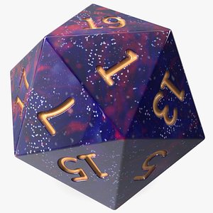 D20 DND Dice Cosmic Purple Blue 3D model