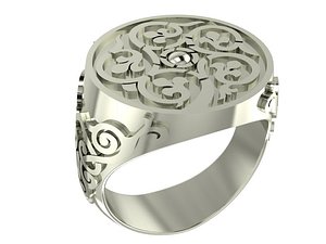 Old style circle signet male ring