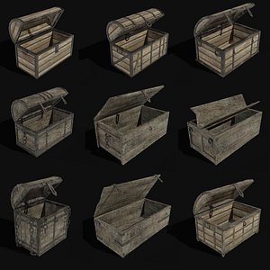 TREASURE CHEST GENERIC OLD WOODEN CONTAINER LOOT COLLECTION 3D