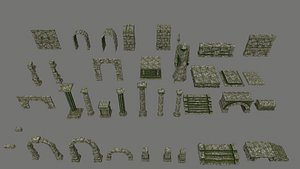 3D archway column pillar model