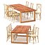 ODGER Table and 6 Teak Cross Back Dining Chair