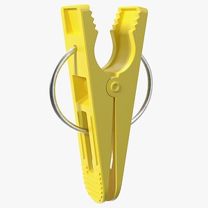 3D Plastic Clothespin Yellow Pressed model