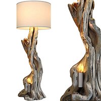 Tall floor lamp made of natural wood in Scandinavian style 3D model