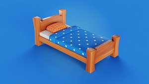 3D model STYLIZED WOODEN BED - 3 COLOR VARIATION
