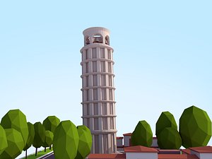 3D cartoon pisa tower model