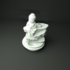 3D BackFlow Incense Burner Baby Buddha and Rocks for 3D printing model