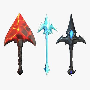 3D Model Spear 3Set Weapons/Lance/LowPoly/Fantasy/RPG