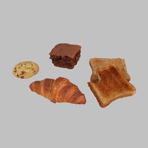 3D model pastry breakfast