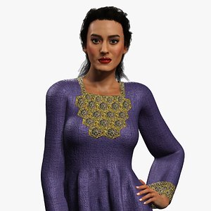 Realistic Middle Eastern Woman Traditional Arabic Dress