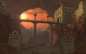 Fantasy Asian Castle Cave 3D