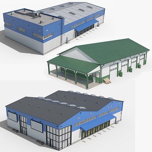 3D 3 Industrial Buildings Collection