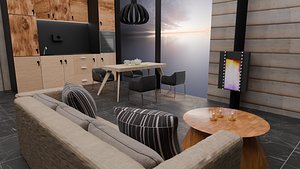 Scandinavian Cabin Interior Asset Pack  Modular Furniture  Kitchen Set