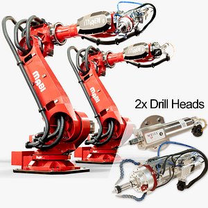 Robotic Arm 2x Drill types Rigged MABI Robotic