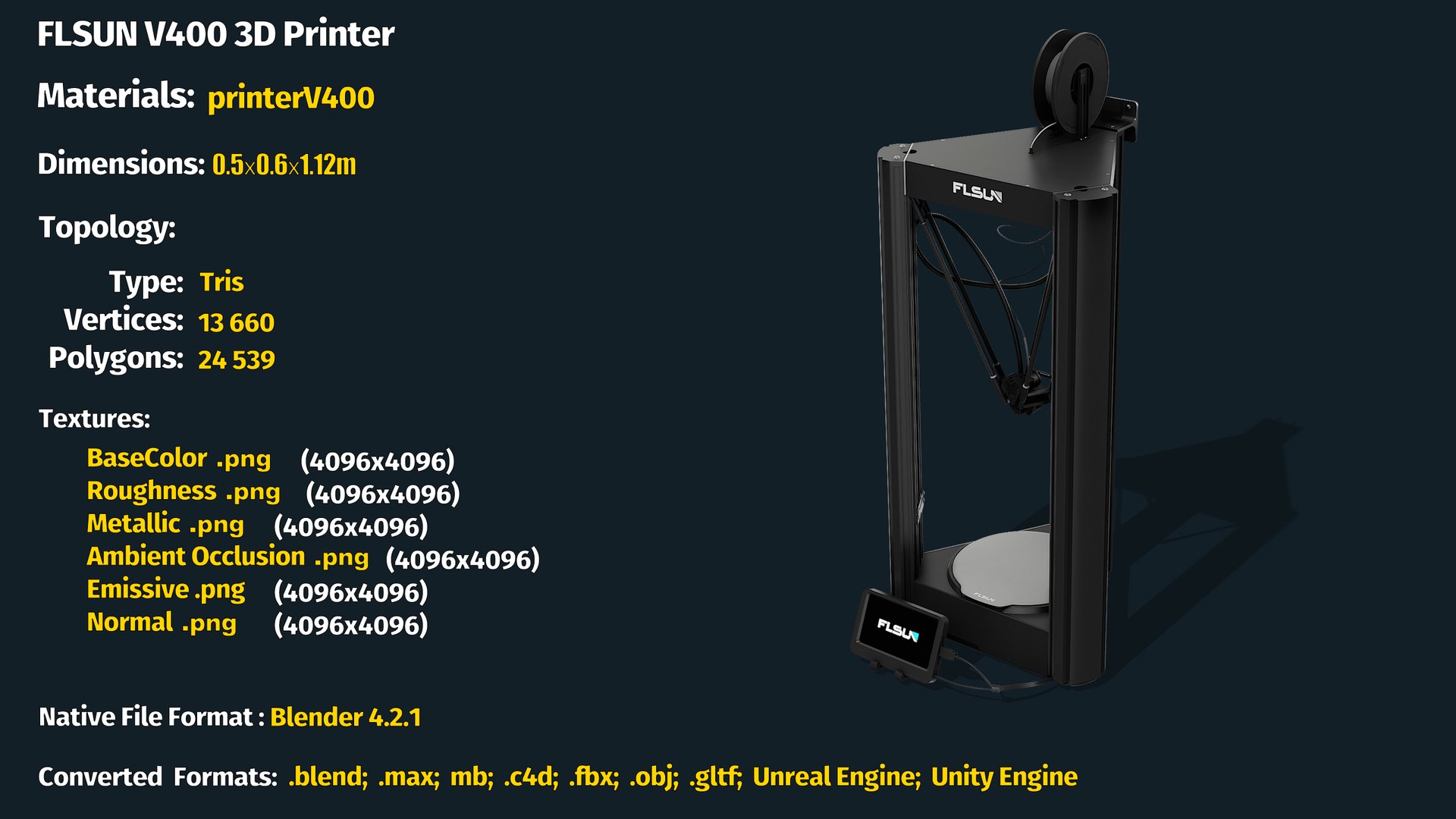 3D FLSUN V400 3D Printer https://p.turbosquid.com/ts-thumb/R6/ibJ4yD/uL/info/jpg/1727107708/1920x1080/fit_q87/113f8c2372b6d58522372316ed738a6fdecf00c6/info.jpg