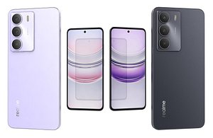 Realme Narzo 80 Lite Black And Violet Low Poly 3D model