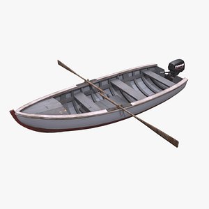 3D model Wooden Boat Low-poly PBR
