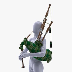 Mannequin with Scottish Green Bagpipes model