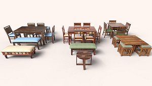 Dining Table and Chair Collection Pack 3D