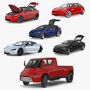Tesla Rigged Cars 3D Models Collection 5