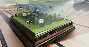 3D model Agricultural Solar Energy Tracker System Table 2x2x8 Diorama