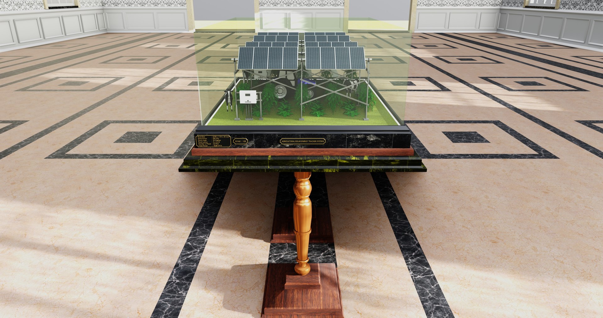 3D Model Agricultural Solar Energy Tracker System Table 2x2x8 Diorama ...