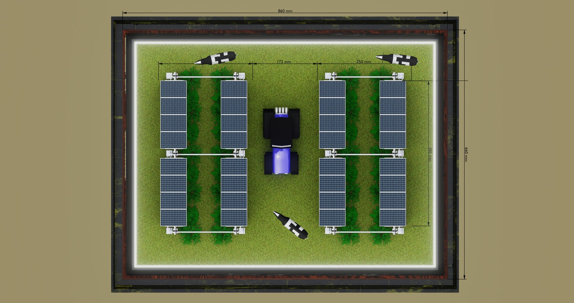 3D Model Agricultural Solar Energy Tracker System Table 2x2x8 Diorama ...