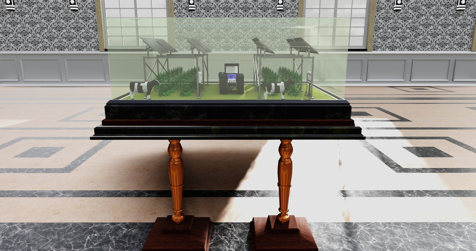 3D Model Agricultural Solar Energy Tracker System Table 2x2x8 Diorama ...