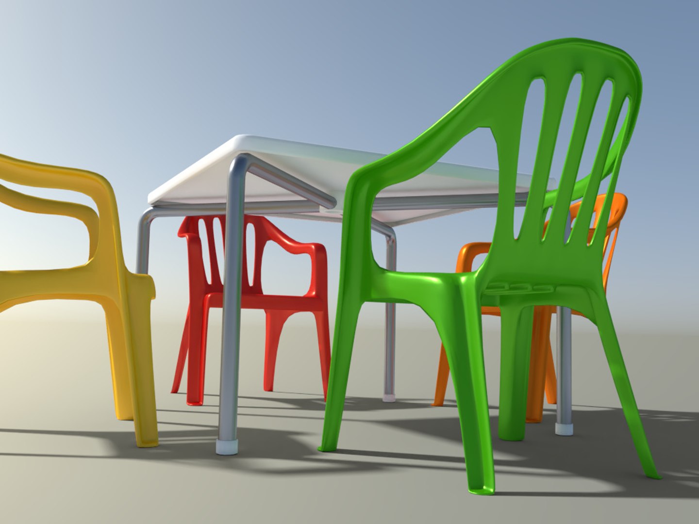Pvc Garden Chairs Table 3D Model - TurboSquid 1158380