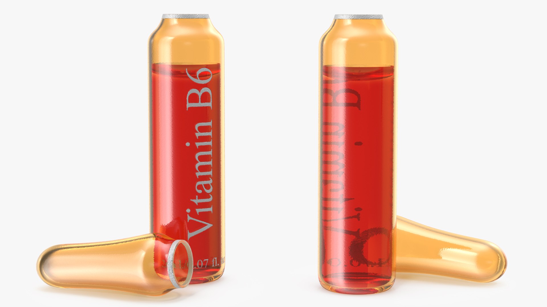 Vitamin B6 2ml Amber Ampoule Opened 3D model preview