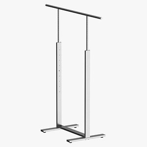 Clothing  Single Bar Rack Metal Black and White 3D model