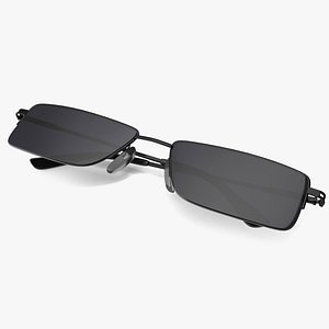 3D model Folded Rectangular Glasses with Dark Lenses