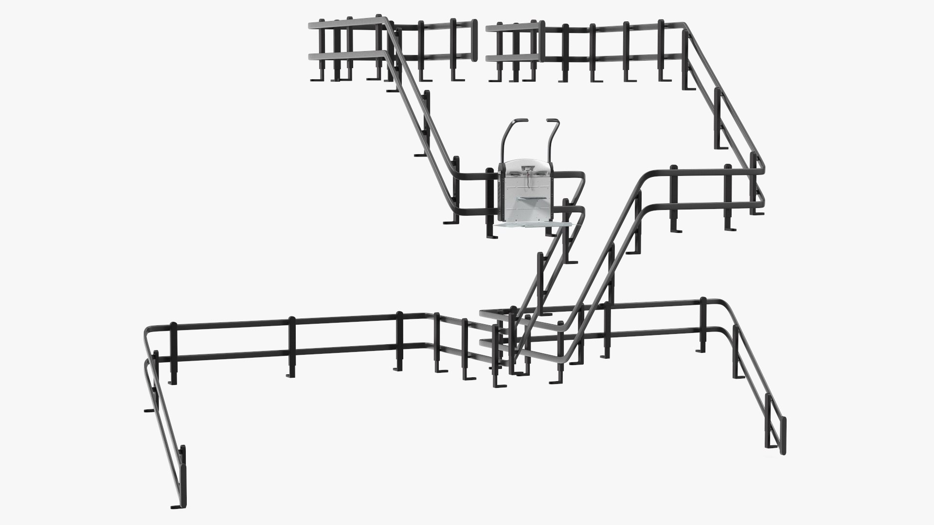 Vimec V65 Curved Rail Platform Stairlift 3D model preview