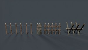Medieval Wooden Barricade 3D