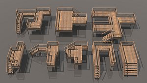 3D Wood Veranda Collections model