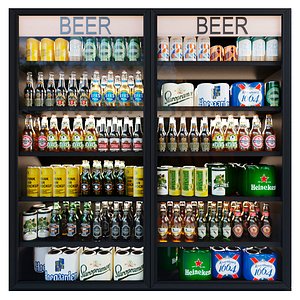 3D Refrigerator in a store with alcohol