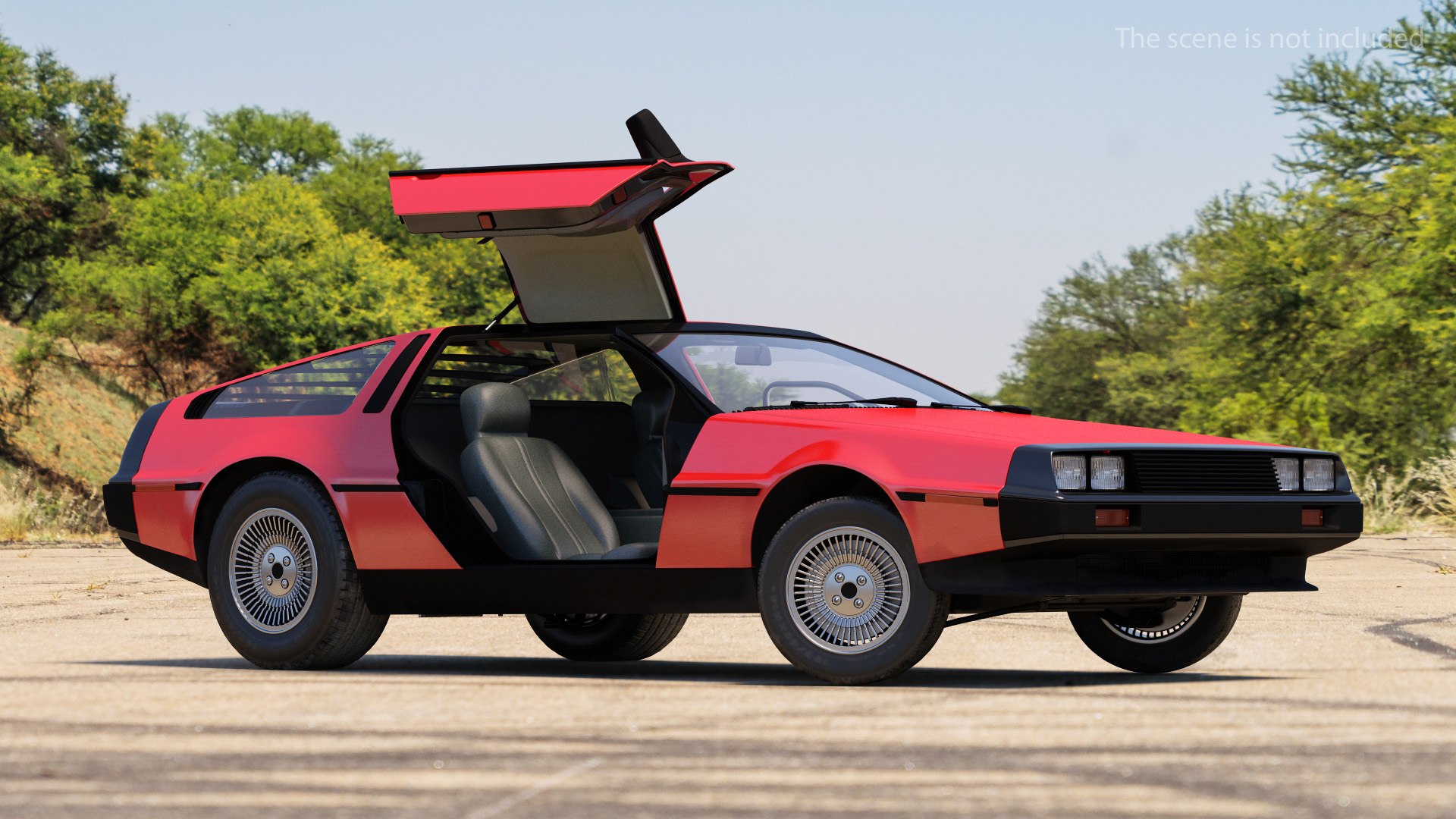 80s Sport Car DeLorean Rigged 3D model preview