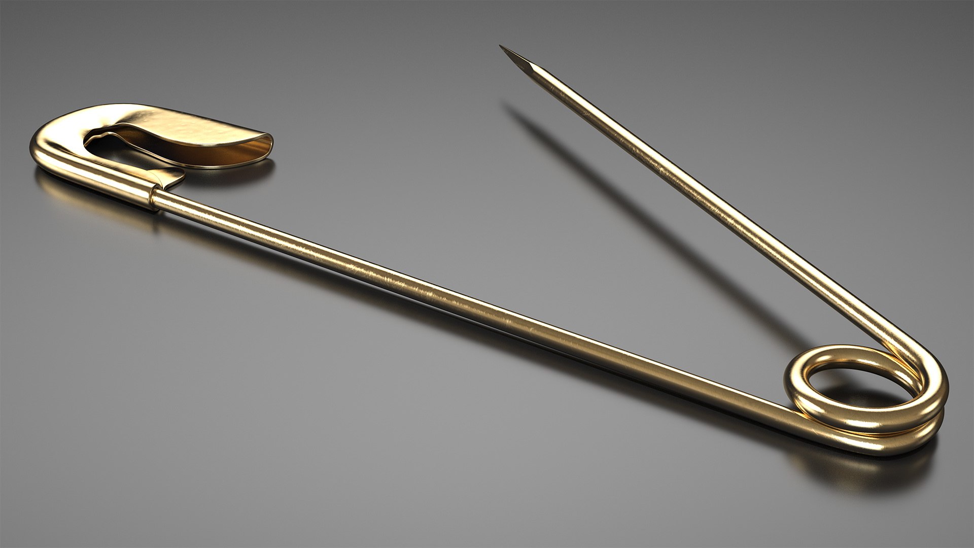 Golden Safety Pin Opened 3D model preview