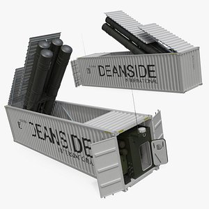 40ft Shipping Container for Air Defense Systems Rigged for Maya 3D